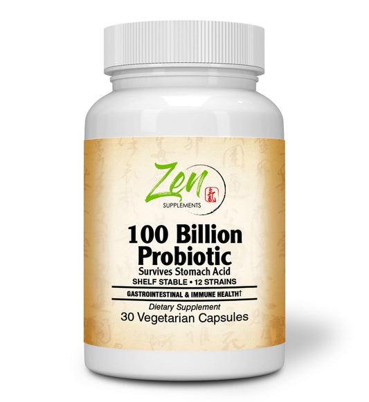 Zen's 100 Billion CFU Probiotic Broad Strains for complete Gut Health Coverage