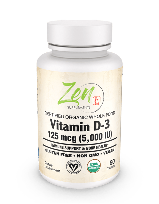 Organic Whole Food Vegan Vitamin D-3 125 Mcg (5,000 Iu) (natural algae sourced) 60 TAB