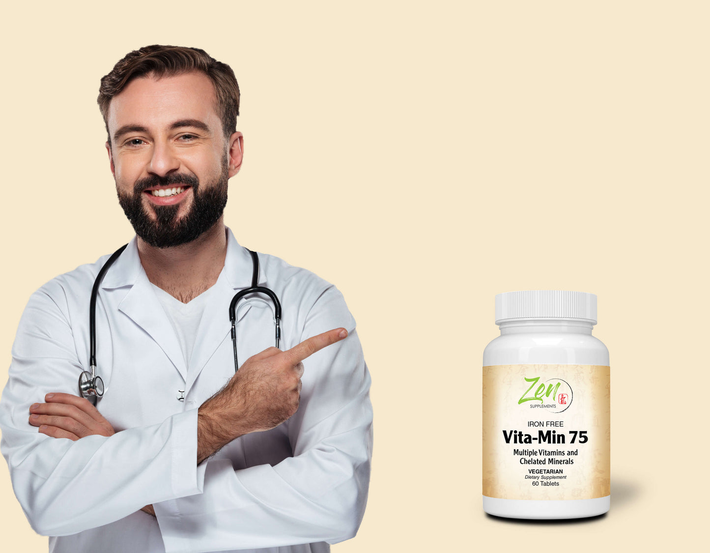 Vita-Min 75 Multivitamin and Chelated Minerals (Iron Free) - 60 or 90 Tabs