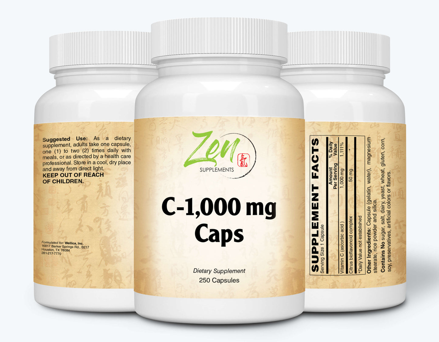 Vitamin C-1000 Capsules - With Bioflavinoids - 250 Caps