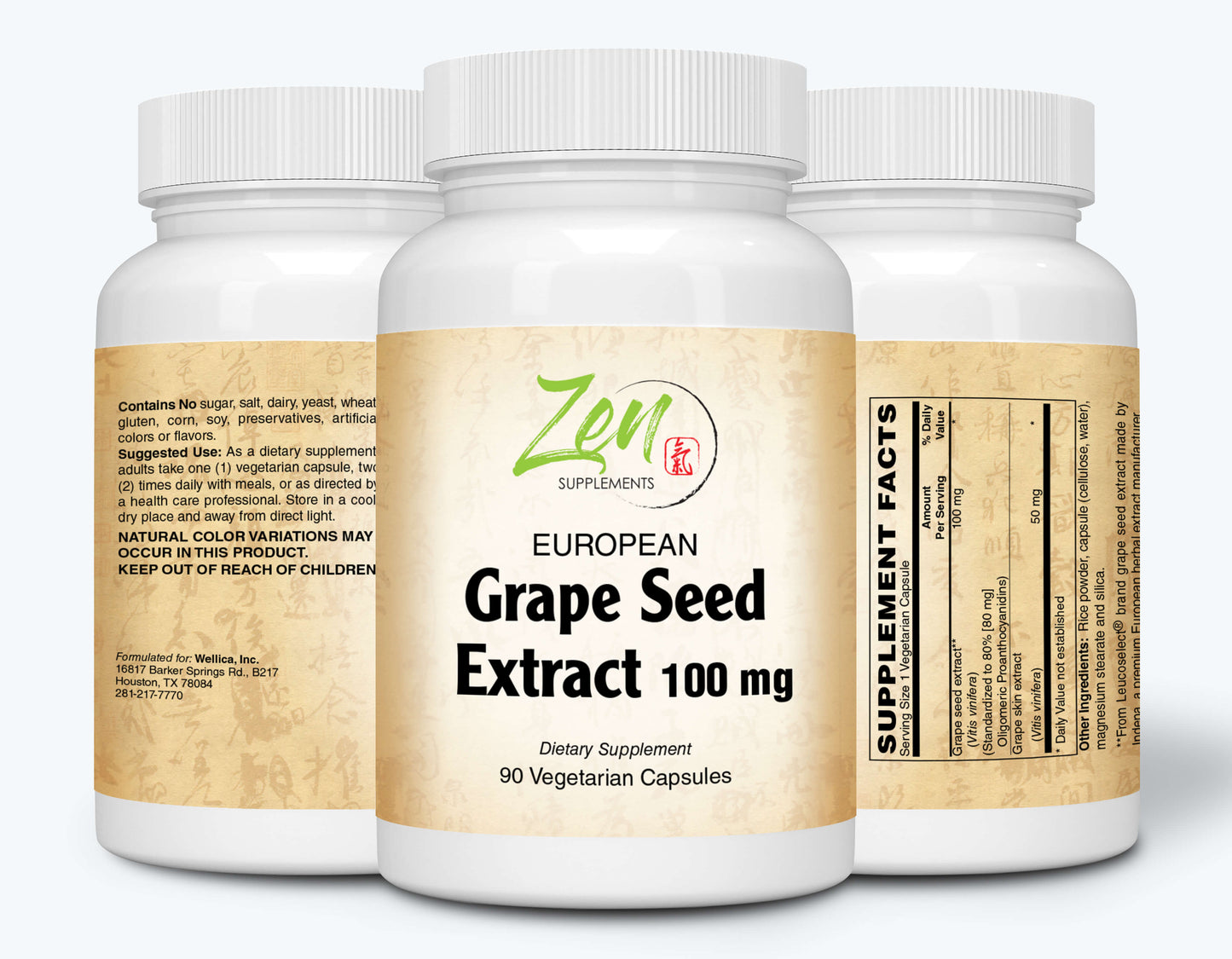 European Grape Seed Extract 100mg - 90 Vegcaps