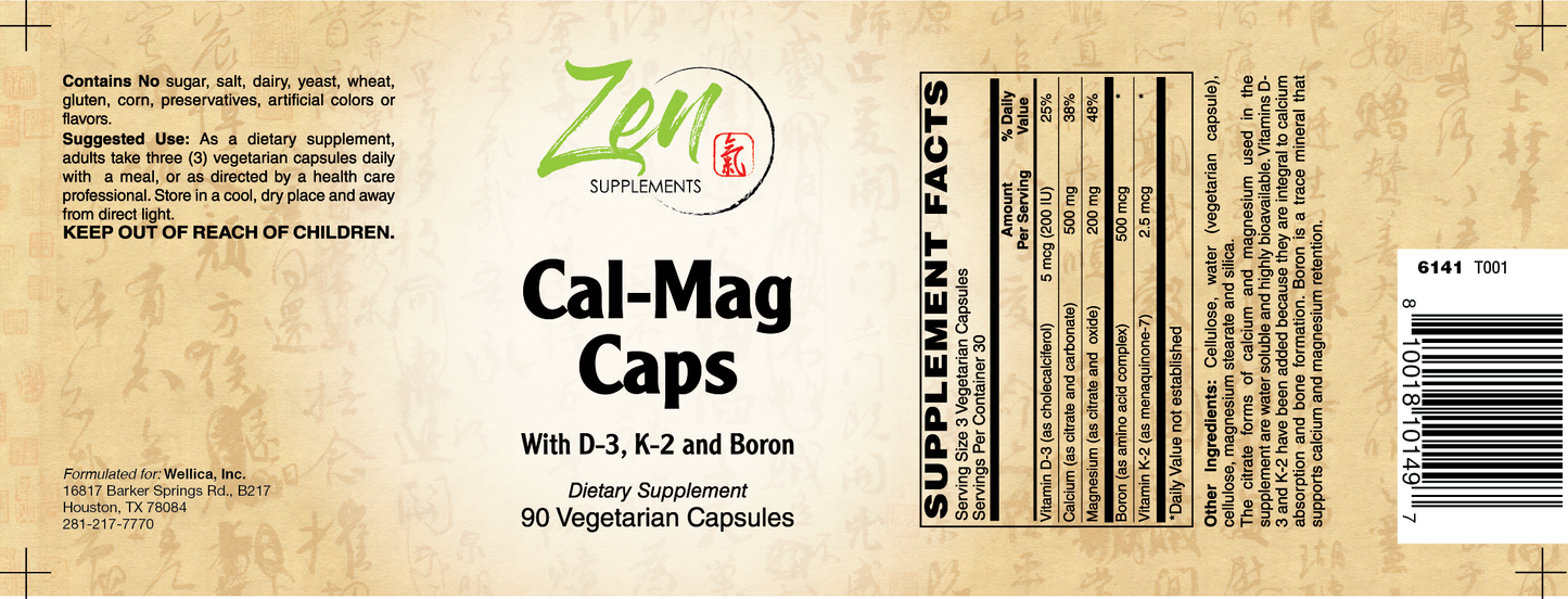 Calcium/Magnesium Caps w/D3, K2, and Boron 90 Veg Caps