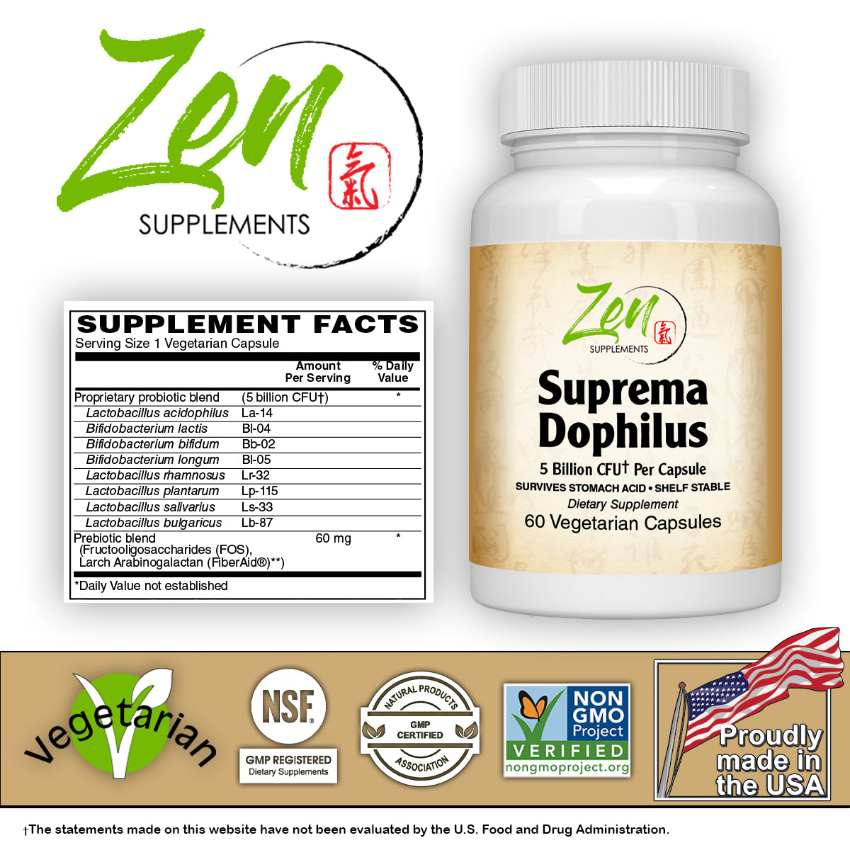 Suprema Dophilus 5 Billion CFU 8 Strain Probiotic