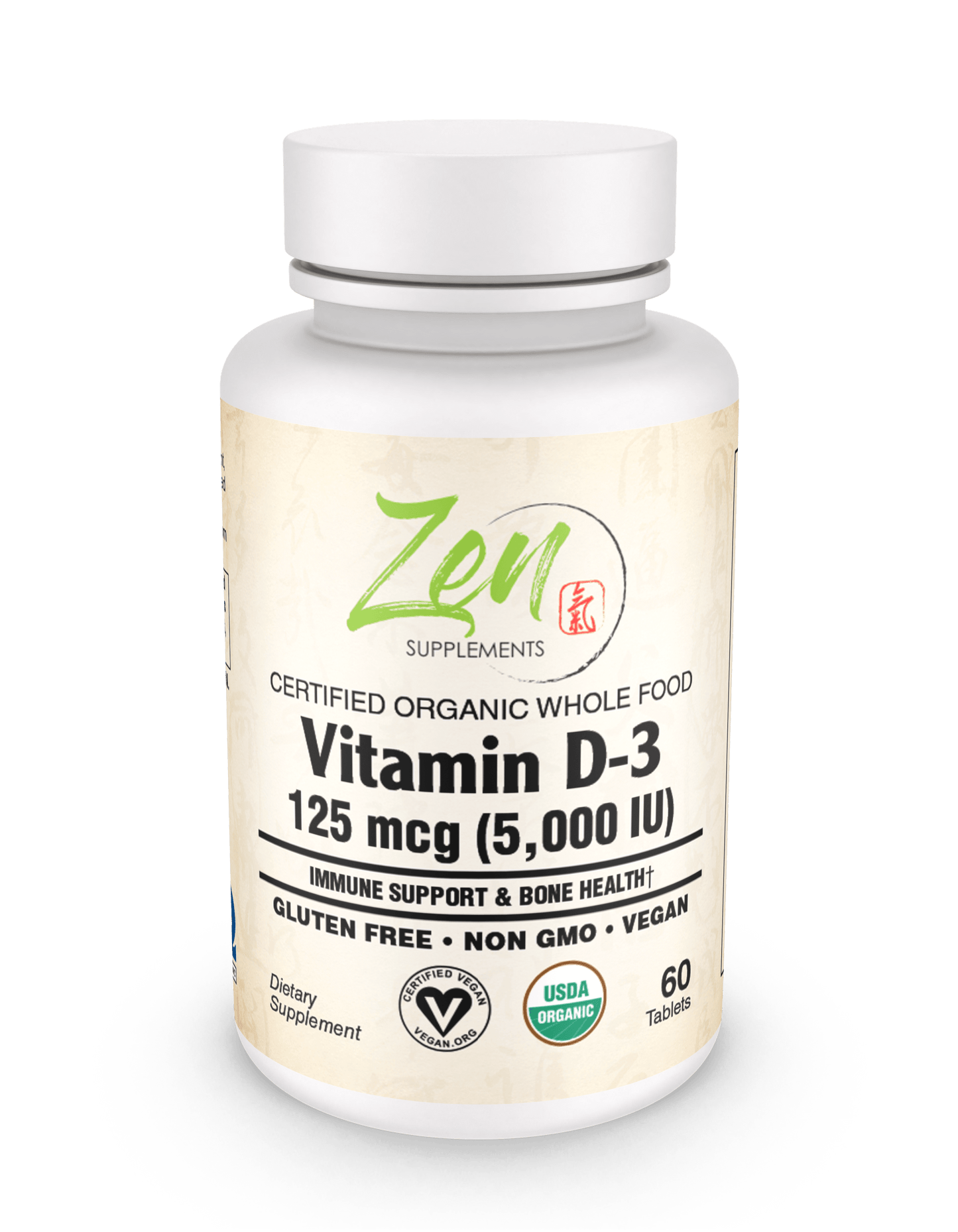 Organic Whole Food Vegan Vitamin D-3 125 Mcg (5,000 Iu) (natural algae sourced) 60 TAB