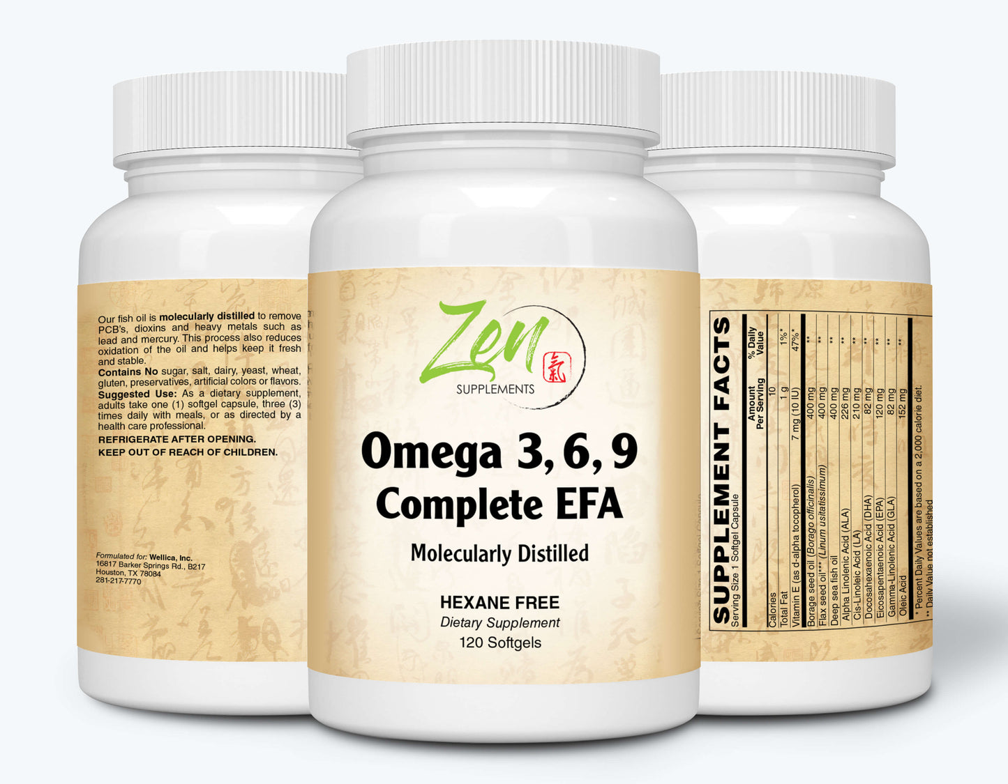 Omega 3-6-9 - From Deep Sea Fish, Flax Seed & Borage Oils - 120 Count
