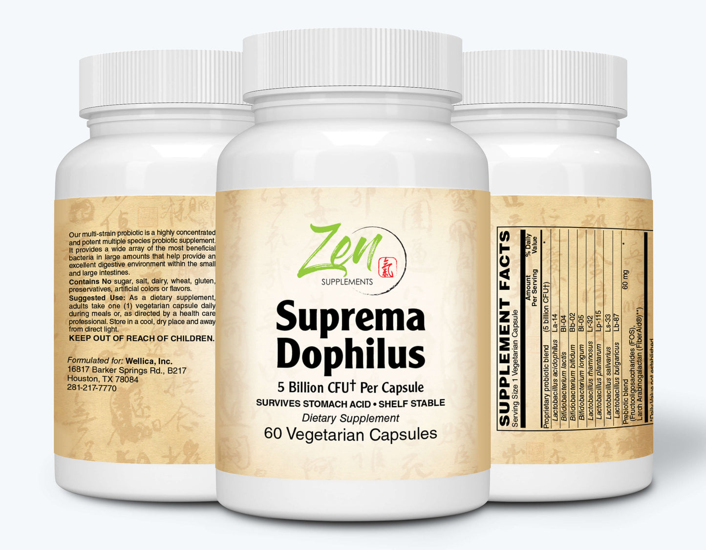 Suprema-Dophilus 5 Billion CFU 8 Strain Probiotic - 60 Caps