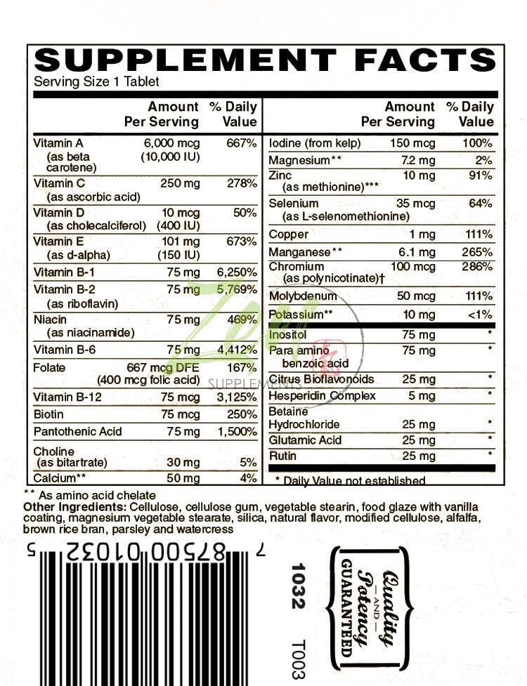 Vita-Min 75 Multivitamin and Chelated Minerals (Iron Free) - 60 or 90 Tabs - Temporary Out of Stock