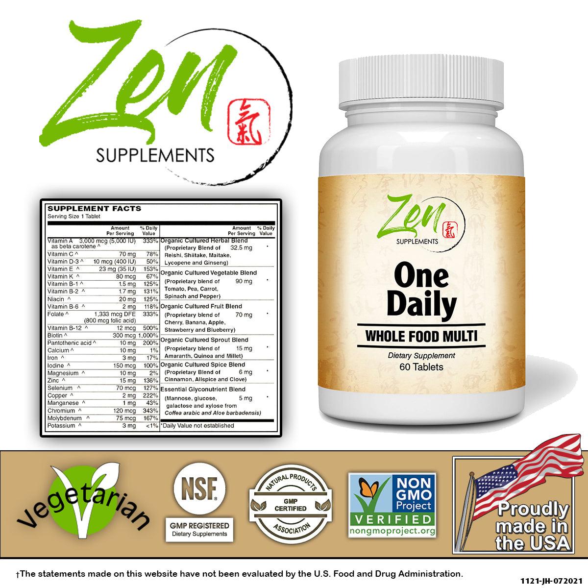 One Daily Whole-Food Multi-Vitamin - Probiotics & Enzymes - 60 Tabs