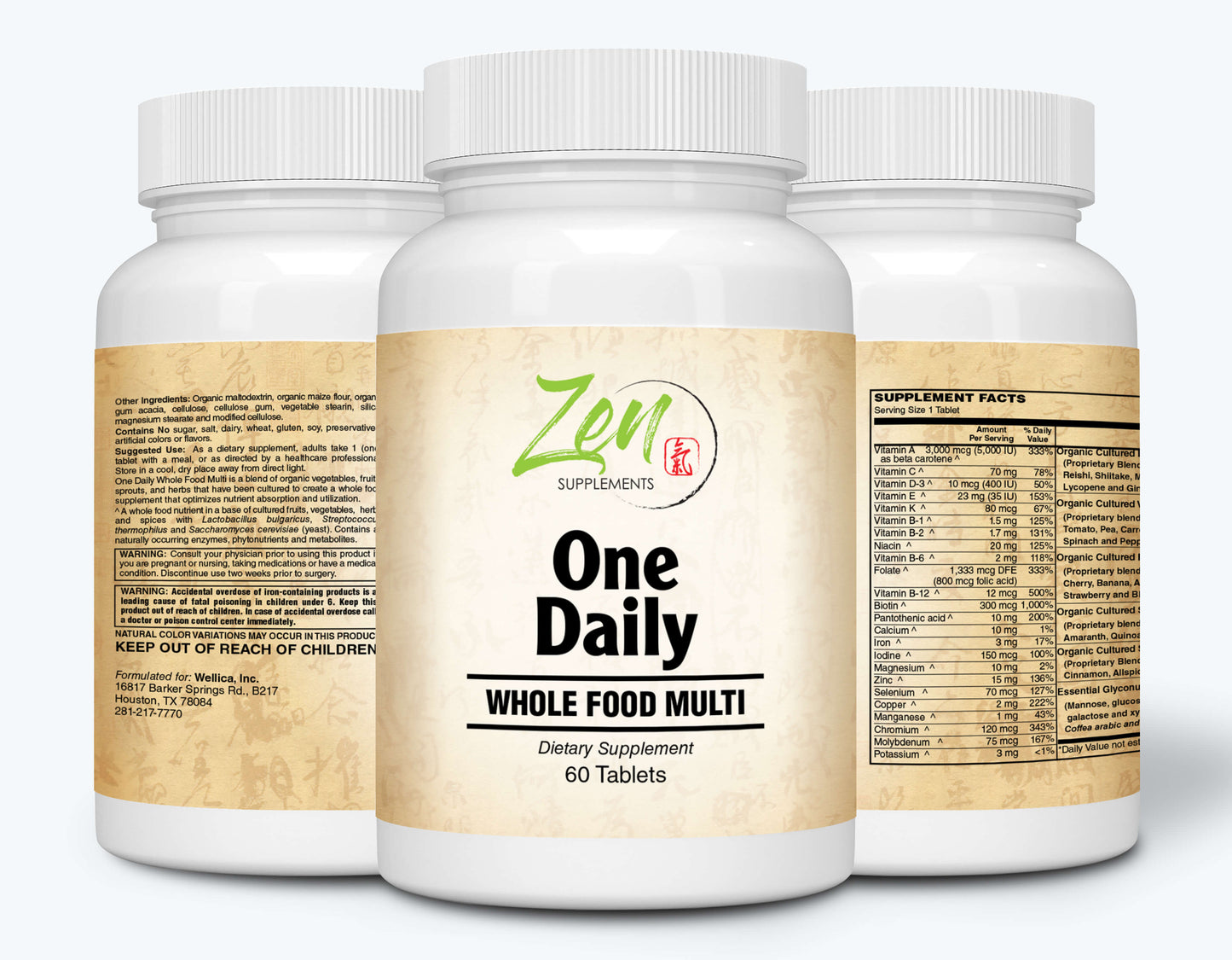One Daily Whole-Food Multi-Vitamin - Probiotics & Enzymes - 60 Tabs