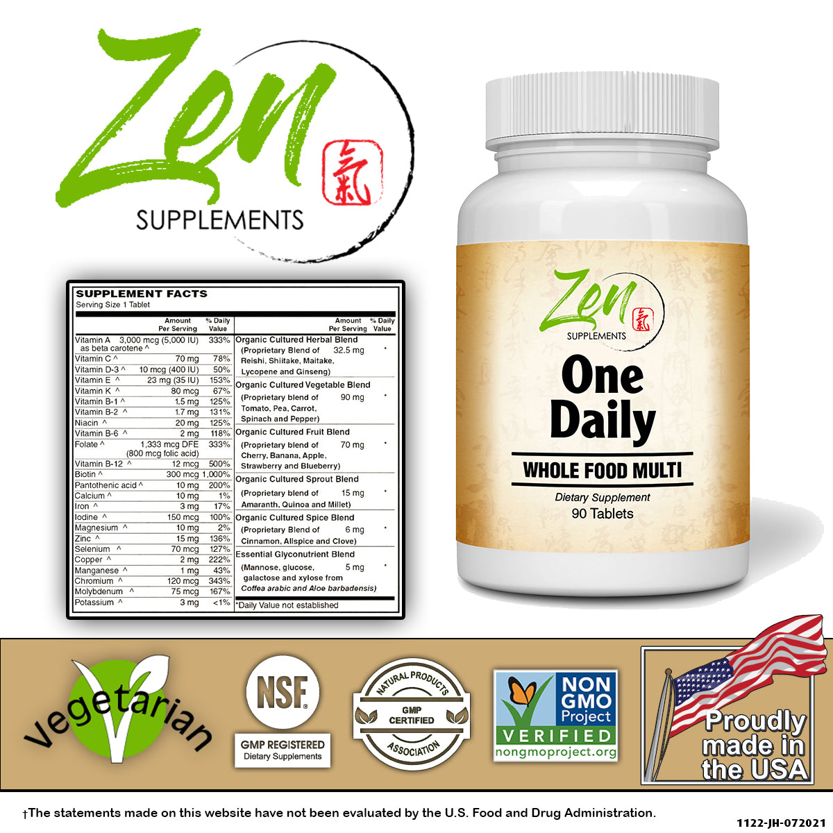 One Daily Multi-Vitamin With Probiotics & Digestive Enzymes - 90 Tabs