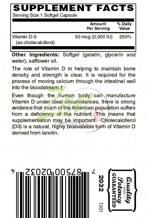 Vitamin D-3 2000IU - 100 Softgel