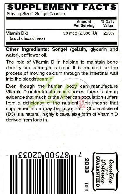 Vitamin D-3 2000IU - 250 Softgel