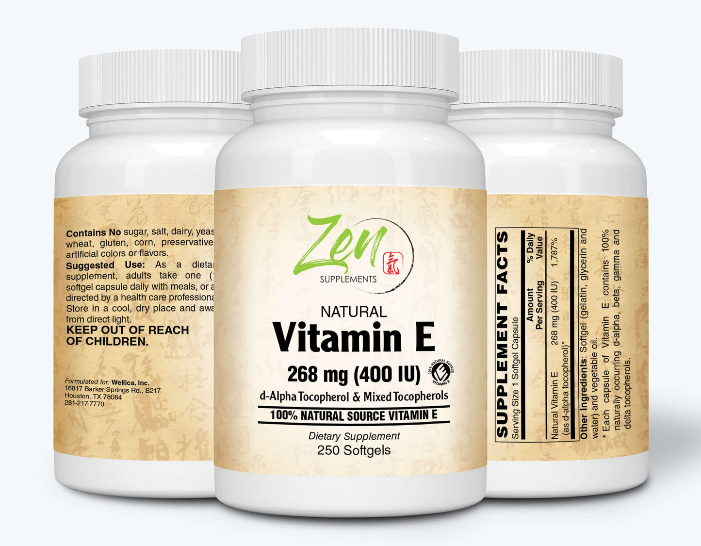 Vitamin E-400IU - With Mixed Tocopherols - 250 Softgel