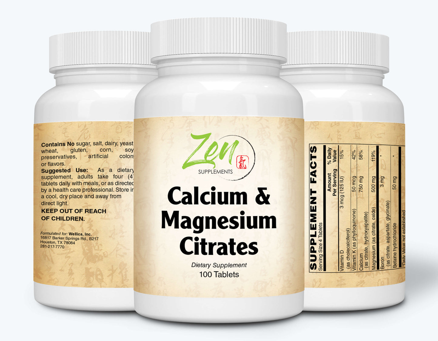 Calcium and Magnesium Citrates - 100 Tabs