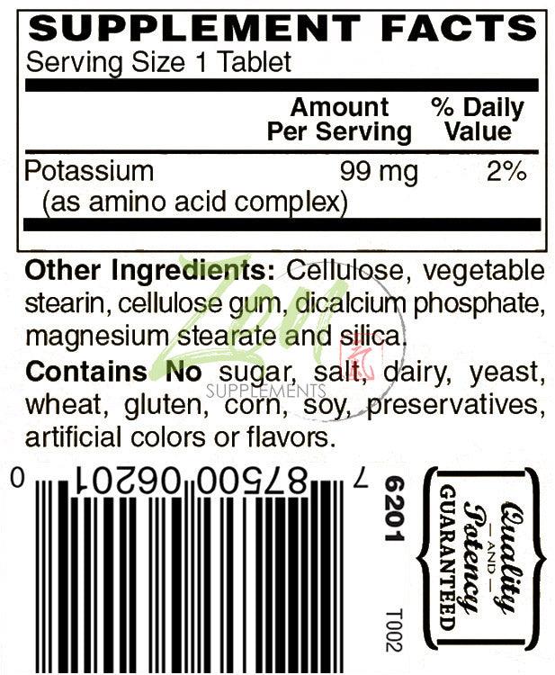 Potassium 99mg (Amino Acid) - 100 Tabs