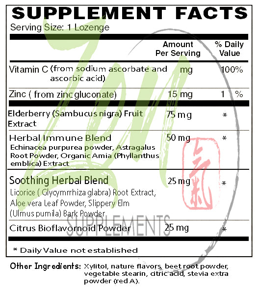 Elderberry Zinc lozenge with Vitamin C and Immune Blend 120 count