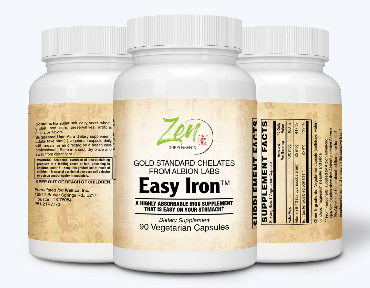 Easy Iron 25mg - Red Blood Cell Supplement - 90 Vegcaps