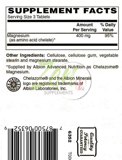 Magnesium Albion Chelates 400mg - 90 Tabs