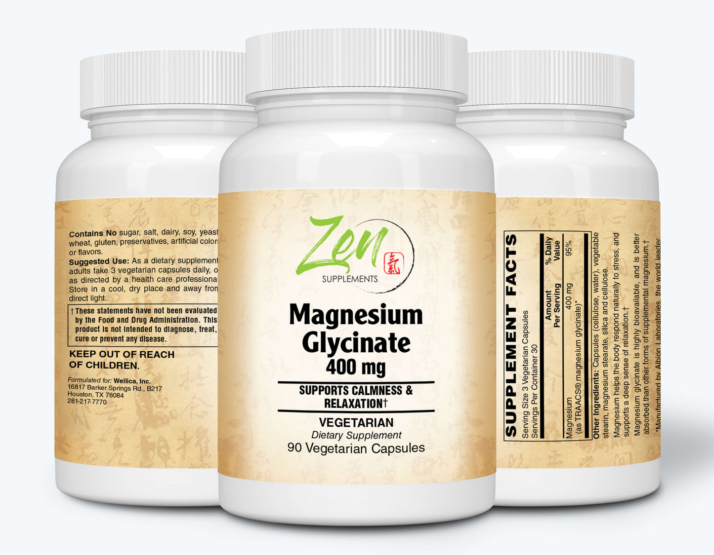 Magnesium Glycinate 400mg - 90 Vegcaps