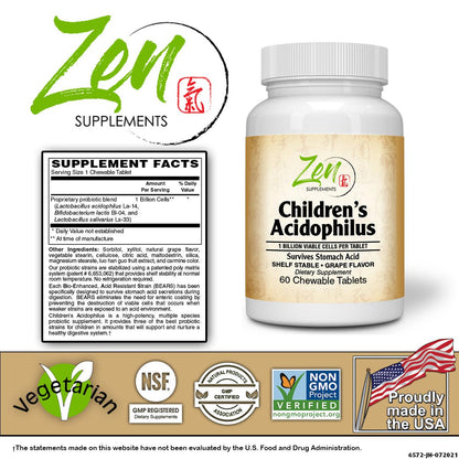 Children’s Acidophilus Probiotic - 60 Chewable Tabs