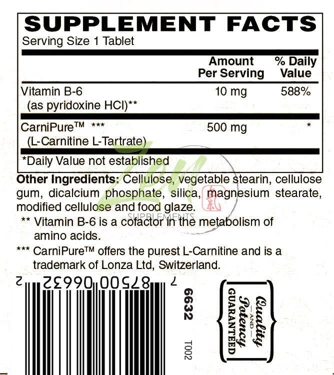 L-Carnitine 500 mg Carnipure™ 60 count Tablets