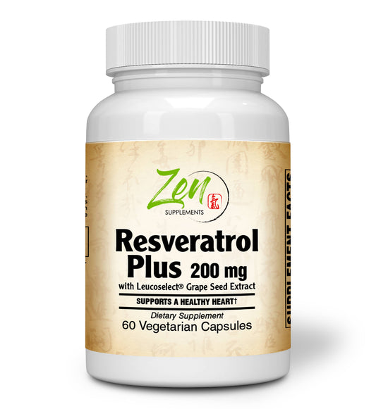 Resveratrol Plus 200mg Anti Aging Antioxidant Supplement - 60 Vegcaps