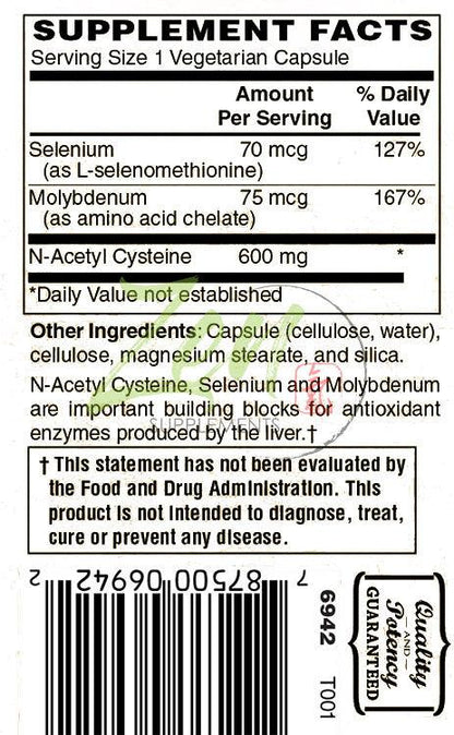 NAC 600 Plus - N-Acetyl Cysteine - 60 Vegcaps