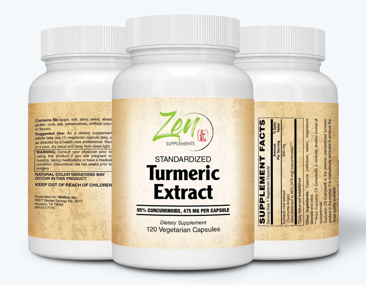 Zen Supplements Turmeric Curcumin C3 Complex® 500mg - 120 Vegcaps