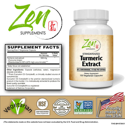 Zen Supplements Turmeric Curcumin C3 Complex® 500mg - 120 Vegcaps