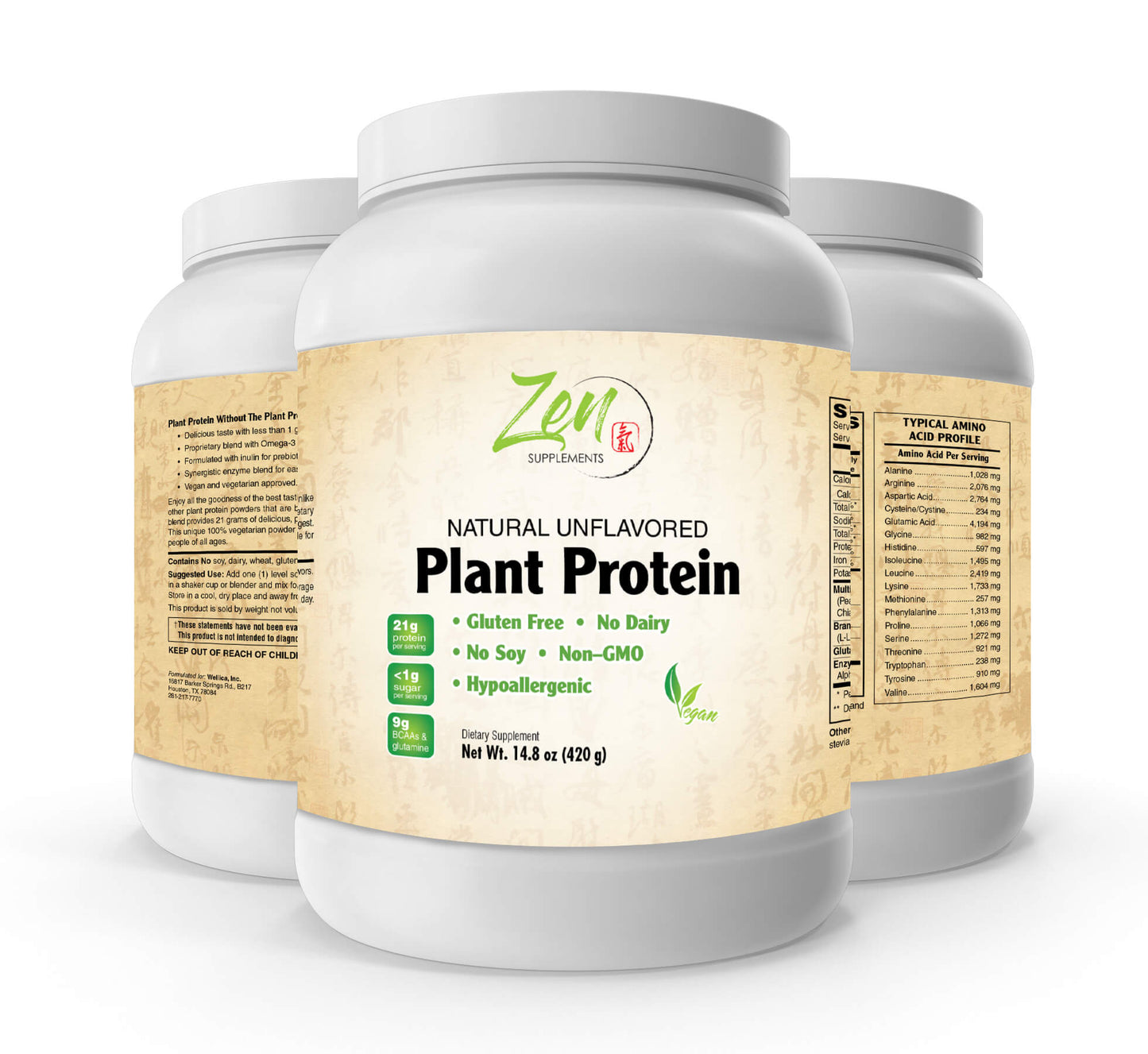 Organic Non-GMO Plant Protein - Unflavored - 14.8oz Powder