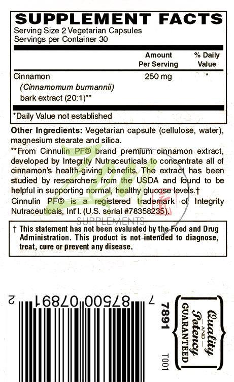 Cinnamon Extract 250mg - 60 Caps