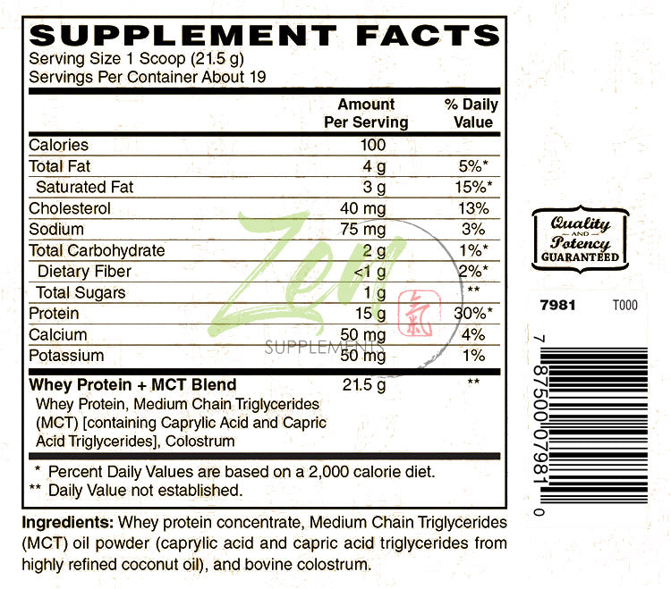 Whey Protein + MCT Powder - 409g Powder