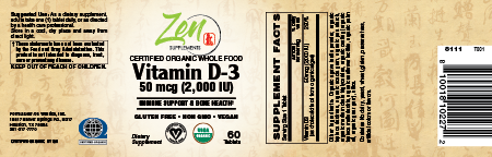 Organic Whole Food Vegan Vitamin D-3 50 Mcg (2,000 Iu) 60 Chewable Lozenges