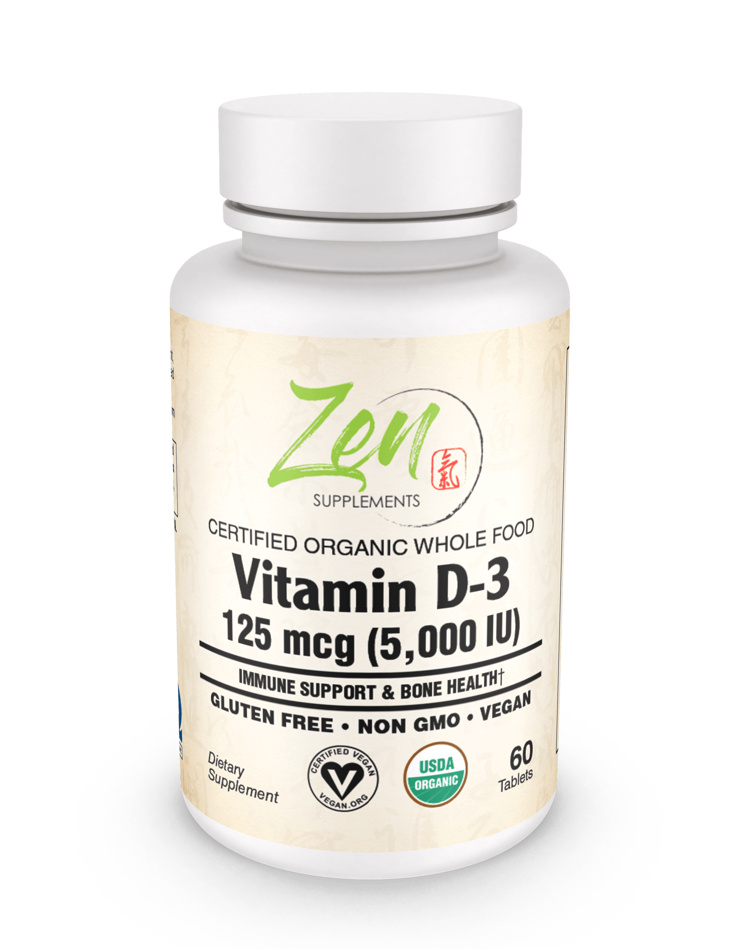 Organic Whole Food Vegan Vitamin D-3 125 Mcg (5,000 Iu) (natural algae sourced) 60 TAB