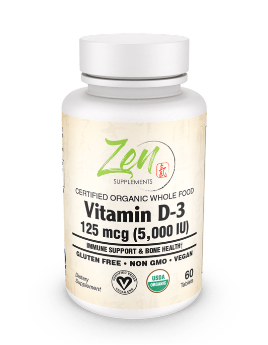 Organic Whole Food Vegan Vitamin D-3 125 Mcg (5,000 Iu) (natural algae sourced) 60 TAB