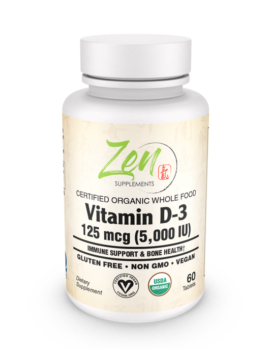 Organic Whole Food Vegan Vitamin D-3 125 Mcg (5,000 Iu) (natural algae sourced) 60 TAB