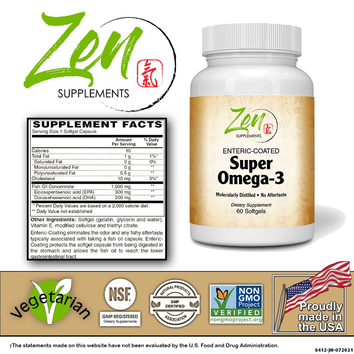 Super Omega-3 - With EPA & DHA - Enteric Coated 60, 120, 240 Softgels