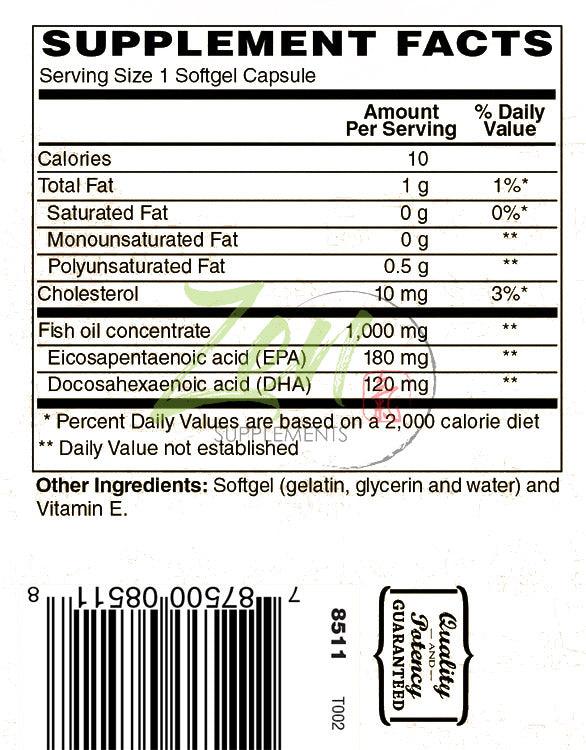 Omega-3 1000mg - With EPA &DHA (180/120) - 100 Softgel