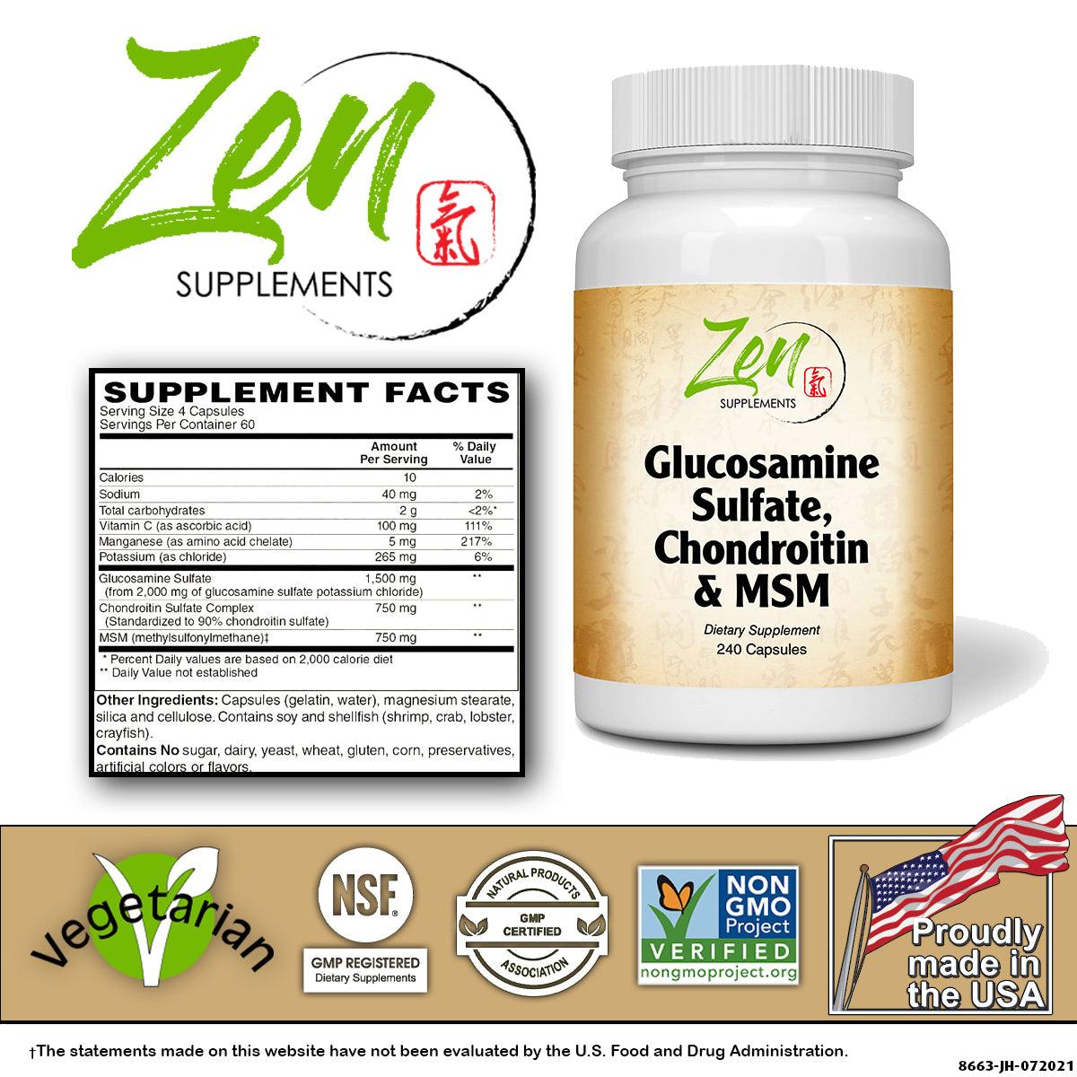 Glucosamine Sulfate Chondroitin & MSM - 240 Caps