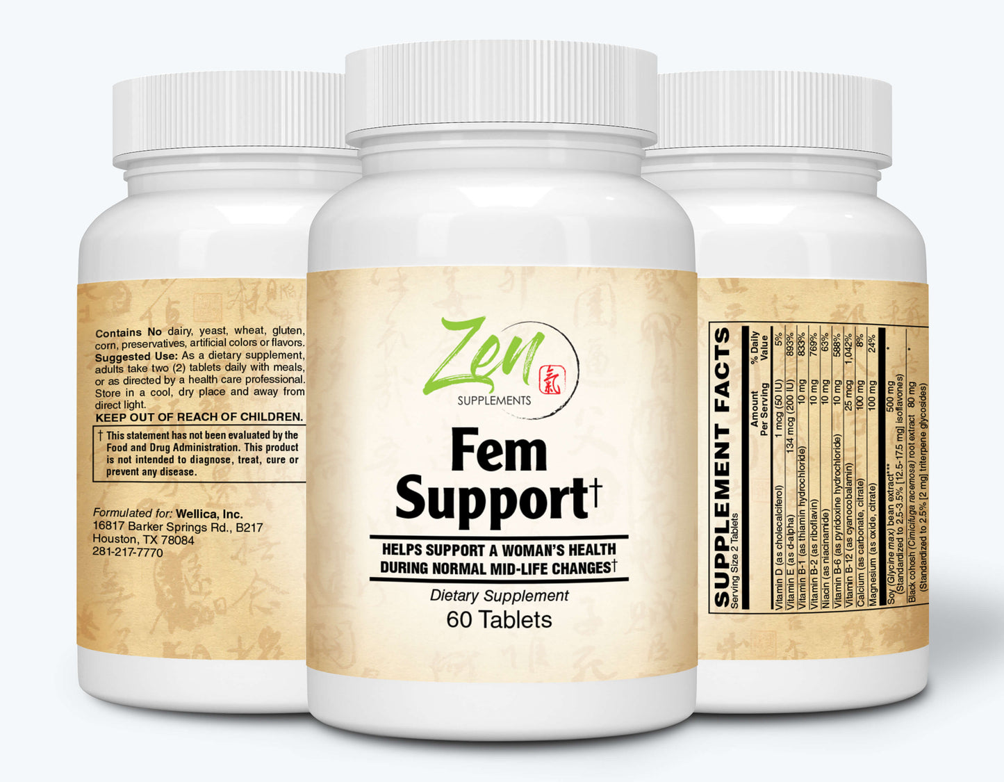 Fem Support - With Black Cohosh, Isoflavones & Red Clover Extract - 60 Tabs