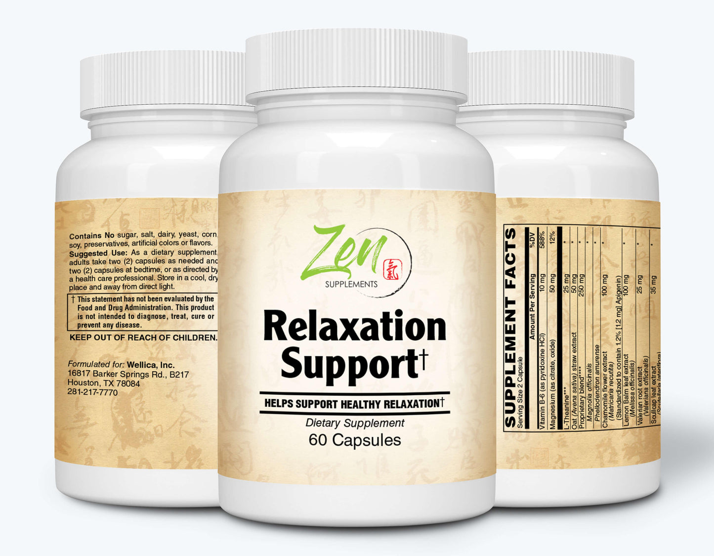 Relaxation Support - With Relora, Theanine, Magnesium, Chamomile, Hops & Vitamin B-6 - 60 Caps