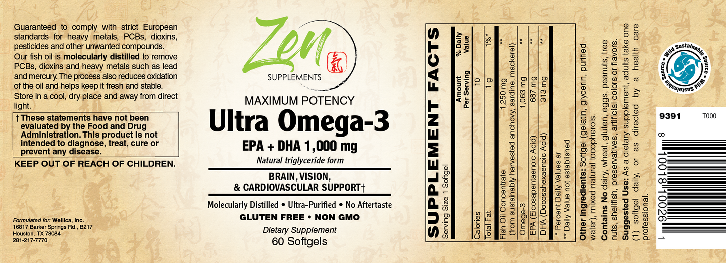 Ultra Omega-3 Fish Oil Supplement 60 SoftGels