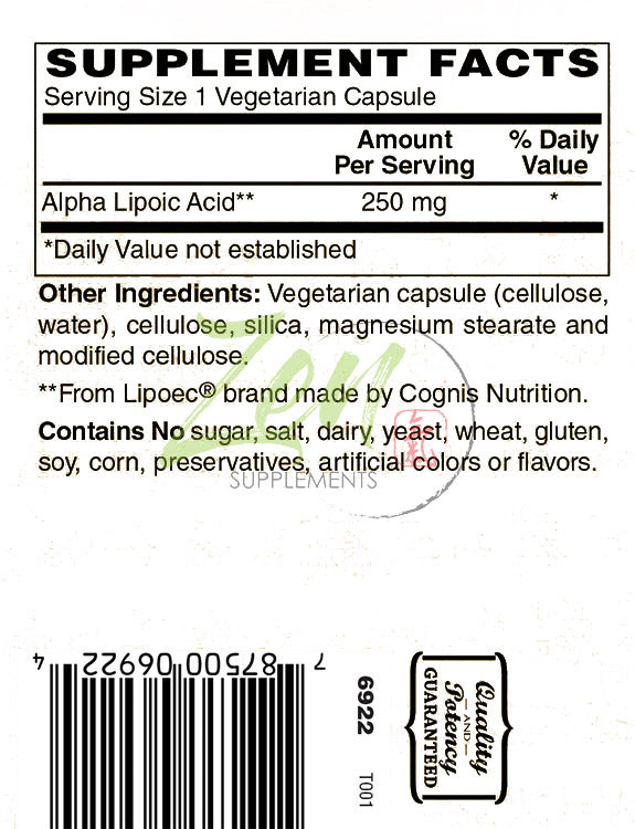 Alpha Lipoic Acid Supplement Facts